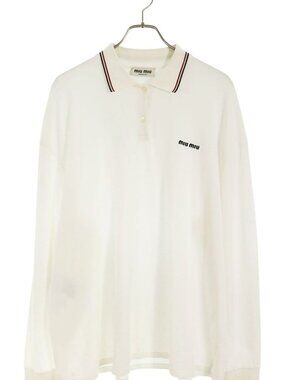 Miu Miu Logo Embroidery Polo Long Sleeve Top XL